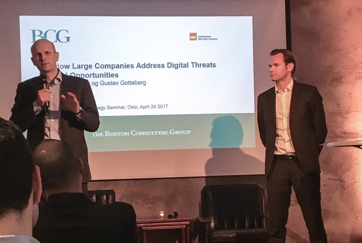 BCG in Norway (@bcginnorway) on Twitter photo BCG's Øyvind Torpp and Gustav Gotteberg presenting at <a href="/NRC_Norway/">Norwegian Refugee Council</a> #NRCconference17 on how large companies address digital threats and opps BCG's Øyvind Torpp and Gustav Gotteberg presenting at <a href="/NRC_Norway/">Norwegian Refugee Council</a> #NRCconference17 on how large companies address digital threats and opps