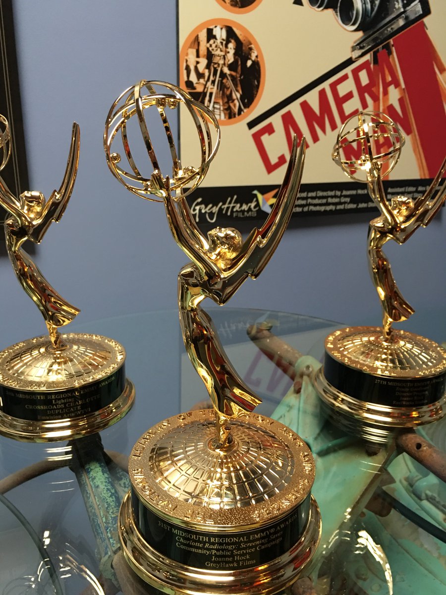 GreyHawkFilms's tweet image. Very proud of our Emmy win for Charlotte Radiology’s public service film Screening Saves. Joanne Hock &amp;amp; Heidi Dove bring home the Gold!