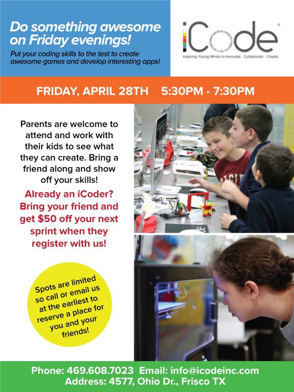 iCodeEastFrisco's tweet image. It's Friday Social time!!! Come one, come all! Let's get our code on! 🙌🏼 #icode #codingevent #codinglife #codingisfun #coding #coderslife