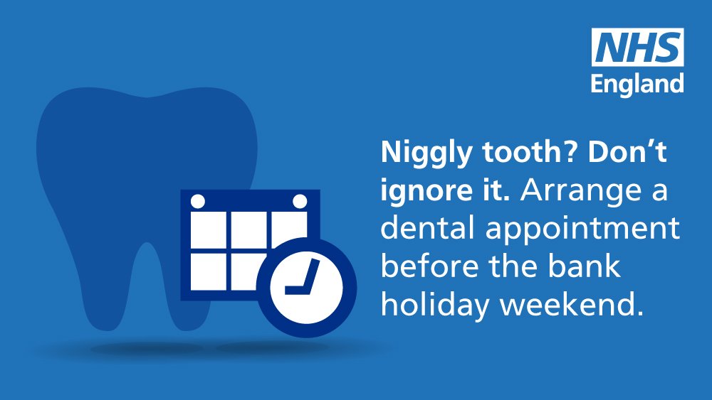 Niggly tooth? 
Don't ignore it. 
Arrange a dental appointment before the #BankHoliday weekend.