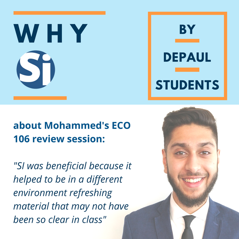 DePaulSI's tweet photo. Studying for Macroeconomics? Mohammed's review sessions can help! https://t.co/rnbYi8Oyzj https://t.co/J9S3SkXIR0