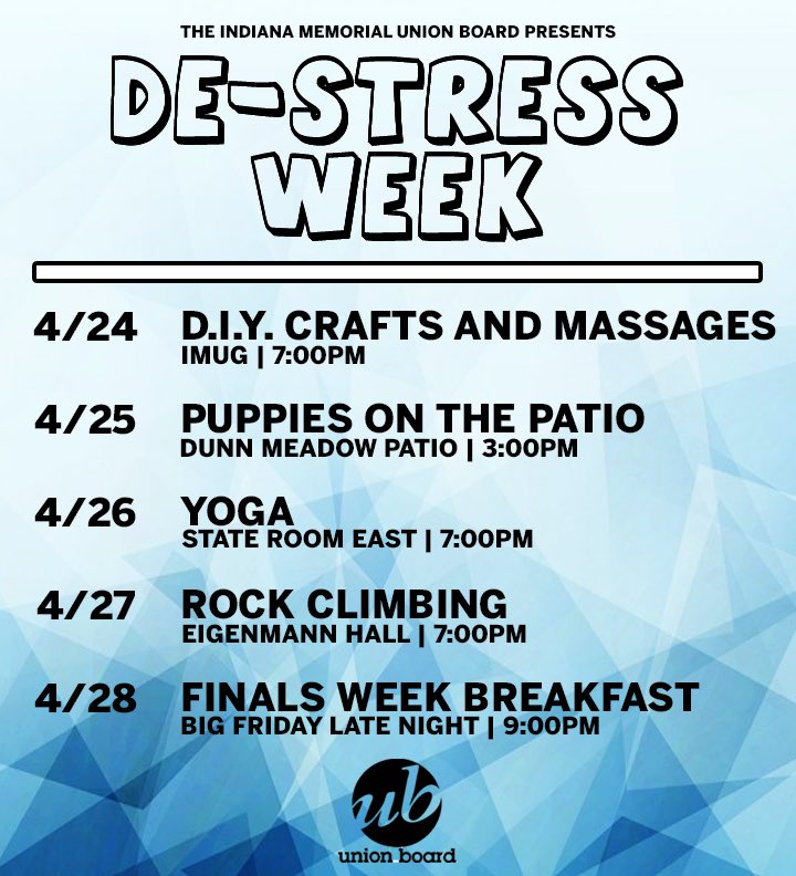 Big week!! Take a load off of studying and prepping for finals by coming out to some of these #destressweek events