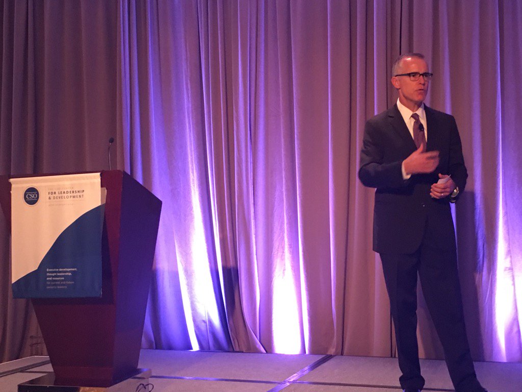 ASIS_Intl's tweet image. .@FBI Deputy Director Andrew MCabe provides a State of FBI at #csosummit17 &quot;we focus on facts and law&quot;.