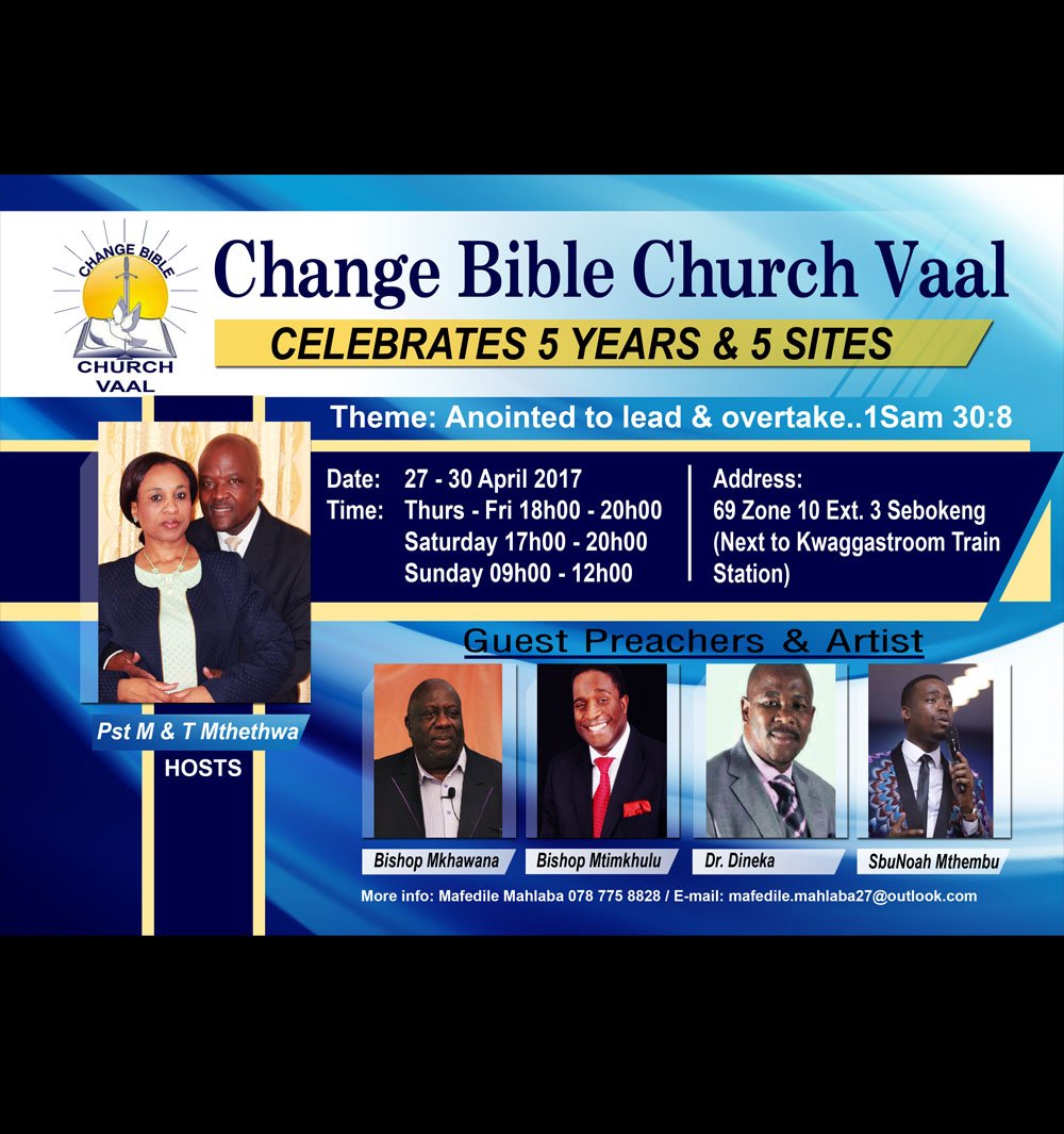670331's tweet image. It's happening in Charge Bible Church Vaal. Come and celebrate with us, the goodness of God.