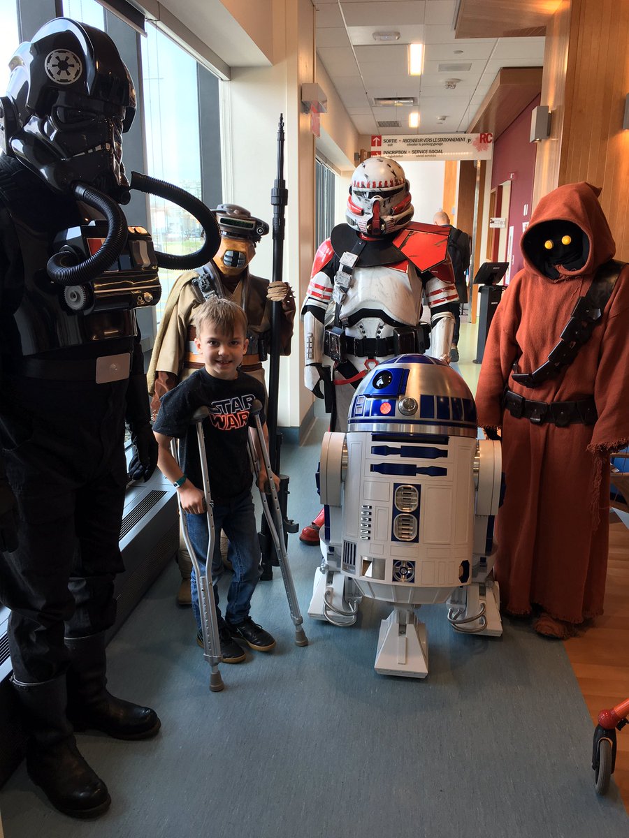 ShrinersCanada's tweet image. Our patient Samuel is a BIG #StarWars fan! He could not believe it when he met @501stQuebec characters after his physio! TY @TOYSFORASMILE