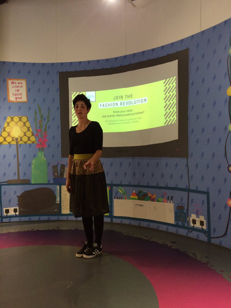 Kate from <a href="/antiformonline/">Antiform</a> talking at #fashionrevolution @BristolEnergy event about their unique local fabric sourcing #fashrevbristol