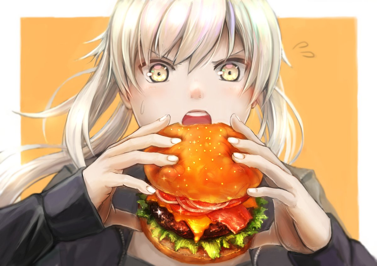 はるなつあきふみ 飯テロ注意 お題箱より ハンバーガーにかぶりつく女の子お願いします です ハンバーガーといえばセイバーオルタしかないと思いました 尊い リクエストありがとうございました お題箱はこちら T Co Yfmpcudb9m 飯