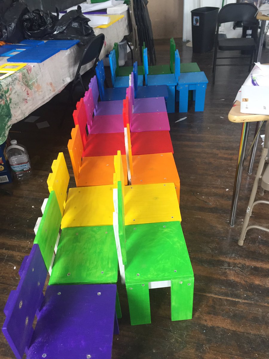 NOLAandBack's tweet photo. The chairs are almost done! #2017GlobeYouthConference https://t.co/FNAcaiRDAz