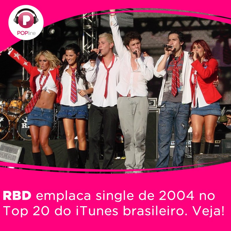 POPline's tweet image. Hit de mais de dez anos do RBD está na frente de lançamentos de @ladygaga, @TheChainsmokers e @Harry_Styles: goo.gl/gRKCtg