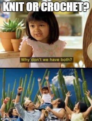 LionBrandYarn's tweet image. It&apos;s like choosing between Peanut Butter or Jelly. Why don&apos;t we have both? #YarnProblems #TwoIsBetterThanOne #KnitAndCrochet