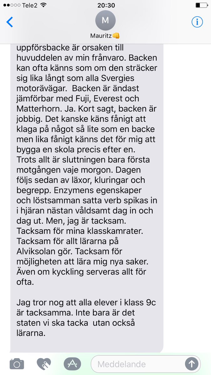 Min elev Mojje tackar staten och lärarna för allt skolan ger, i sitt #TEDtal , och lovordar uppförsbackar. #grit #studsatillbaka