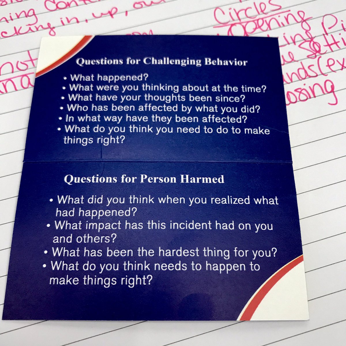 #RestorativePractices @TEXRPE2E Great PD! RP is going to change my classroom & home lives! #proactivecircles @7HillsNISD #7HillsLEADS