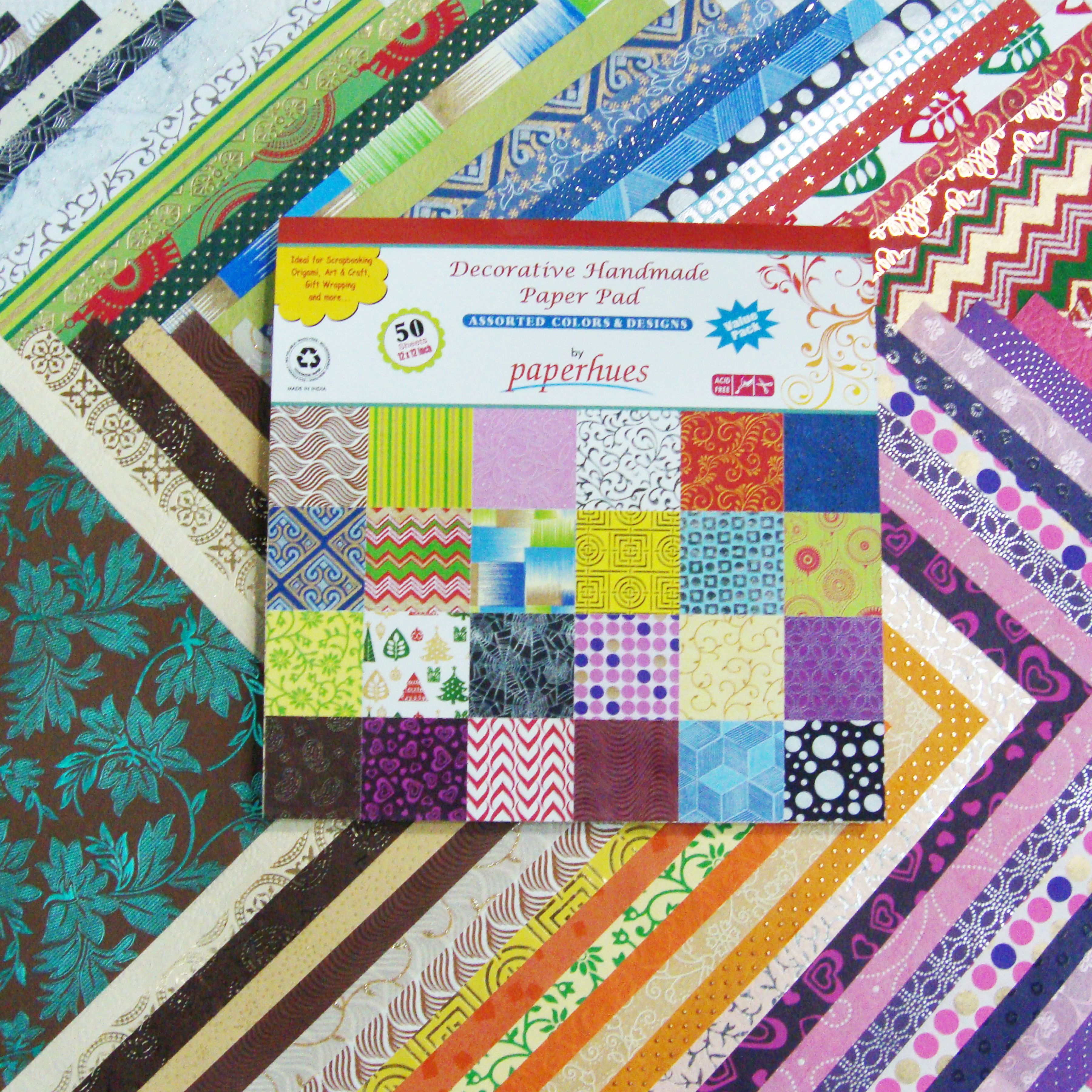 Paperhues Decorative Scrapbook Papers 12x12 Pad, 50 Sheets