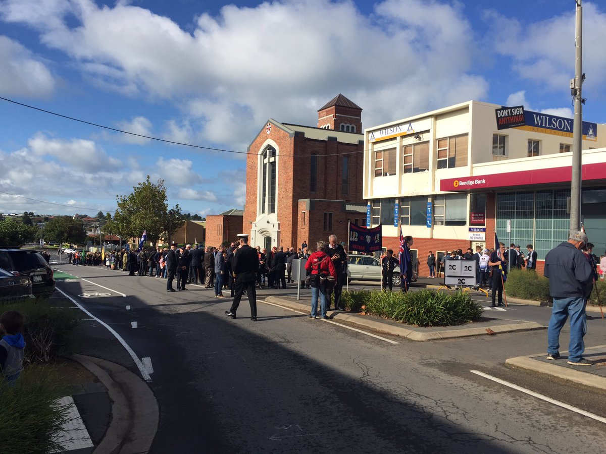 People are gathering for the Warrnambool Anzac Day parade at Liebig and Koroit streets intersection. <a href="/WboolStandard/">The Standard</a>