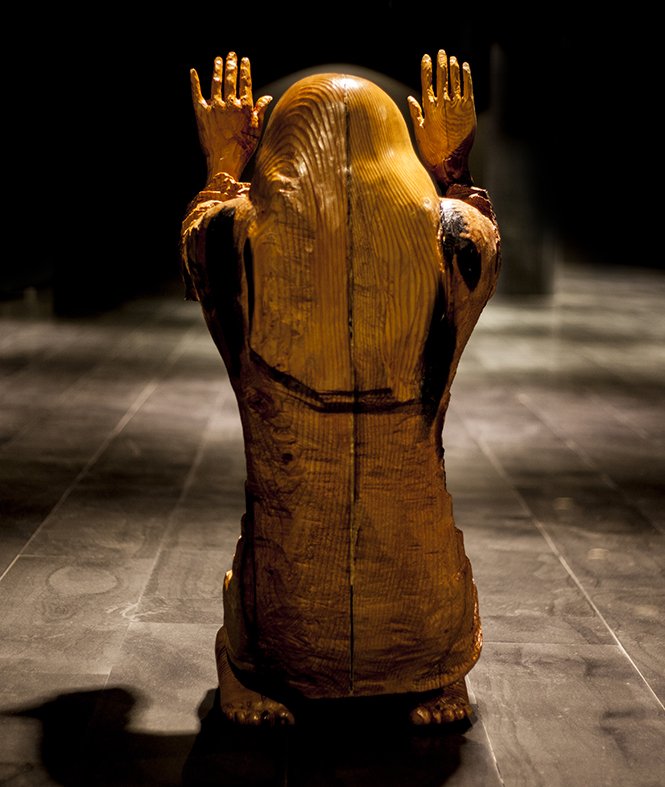 EquatorProject's tweet image. Hiroshima Victim - sculpture created from over 100 years old wood from Reykjavík Harbour. Artists Jóhann Sigmarsson. studiovilnius.lt/art-studio/