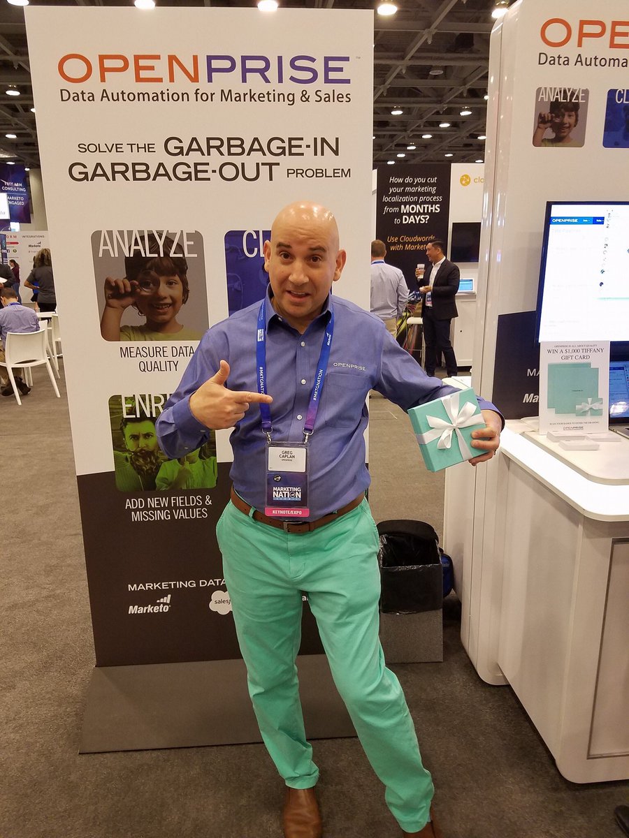 OpenpriseTech's tweet image. Clean enrich unify mktg data. See a demo @ Openprise booth and enter to win a $1,000 Tiffany gift card. bit.ly/2owapXX #MKTGNATION