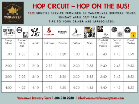 Our FREE hop on, hop off shuttle service schedule for #HopCircuit2017 this Sunday. See you there!