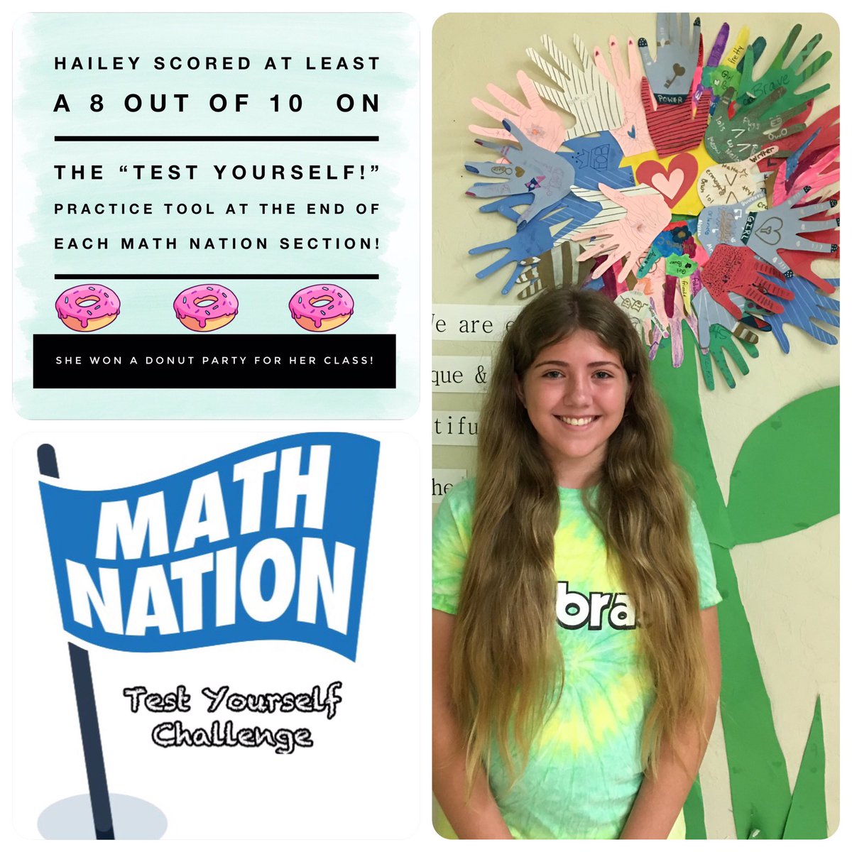 MsKarl_BRCMS's tweet image. Congratulations Hailey! @MathNationFL winner! She won a donut party for her entire class! @BRCMS_Principal @SANDROFLORES5 #mathnation
