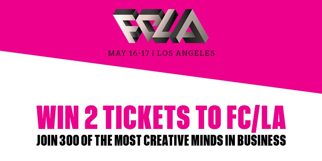 FastCompany's tweet photo. Last chance to win All Access Passes to FC/LA. Join the most creative minds in business on May 16-17: https://t.co/bxRNGW2YoP #FastCompanyLA https://t.co/IjHsksAXys