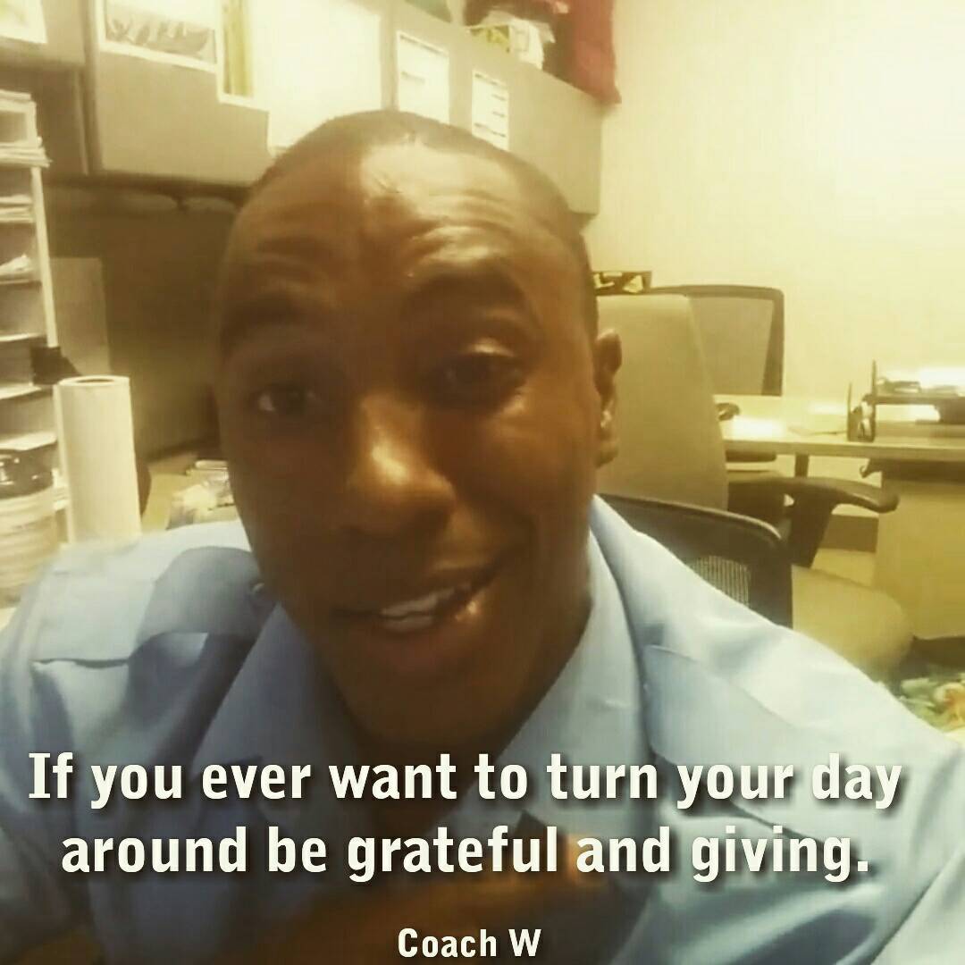RealCoachW's tweet image. You can't be grumpy while your grateful and giving.