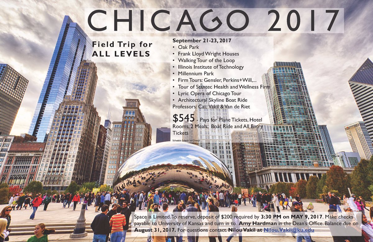 KU_AIAS's tweet image. Reserve Your Spot Today on the 2017 Chicago Trip! $200 deposits is required by 3:30 PM on Tuesday, May 9th!