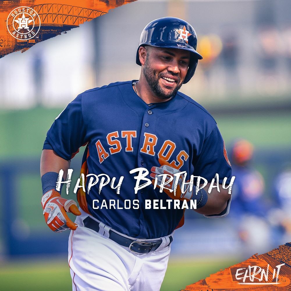 Happy birthday to Houston Astros outfielder, Carlos Beltran very right now. 