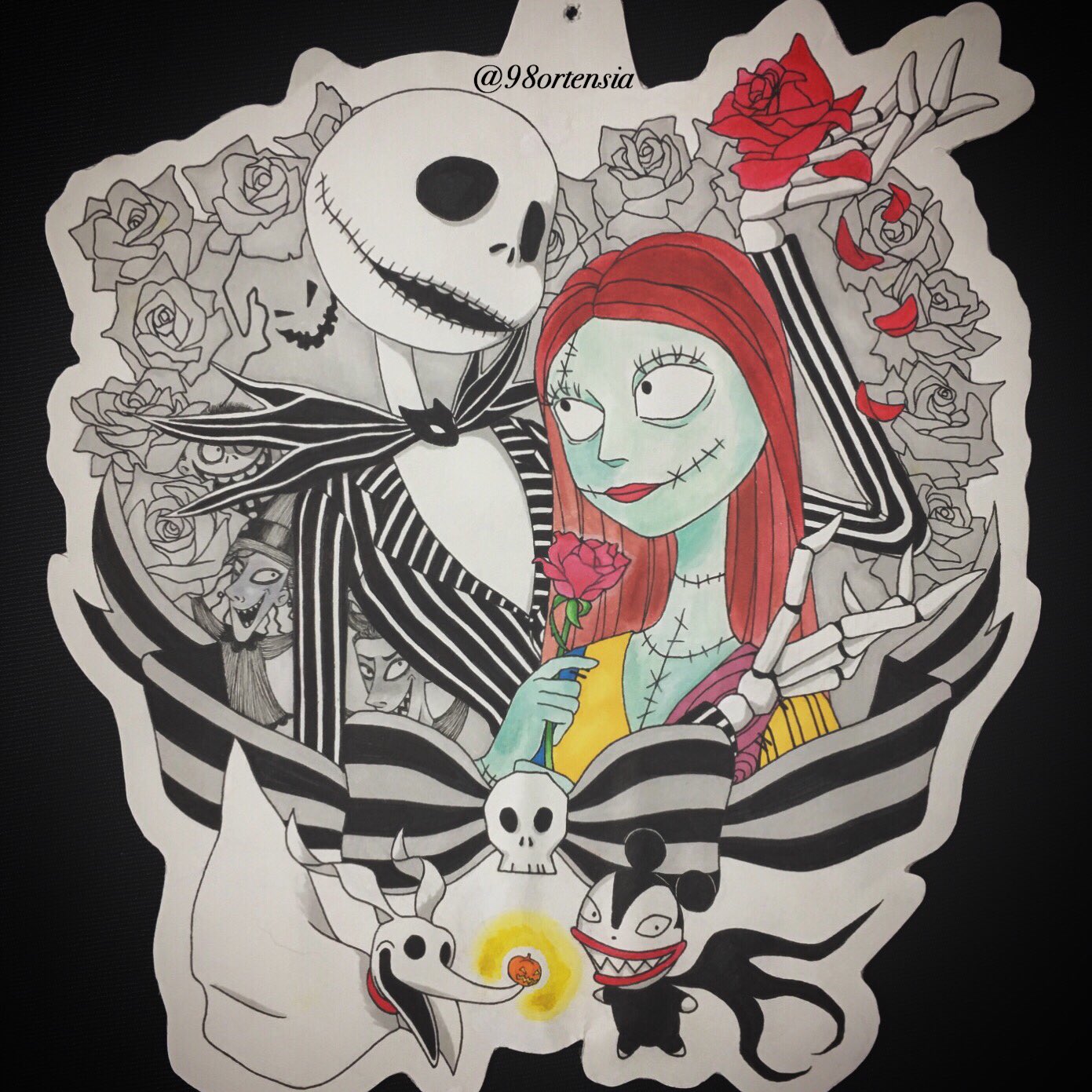 Kazane The Nightmare Before Christmas 季節外れすぎるね Iphoneケースはナイトメア ポーチもナイトメア そんくらい好き ディズニー ナイトメアービフォアクリスマス ジャック サリー イラスト 手描き ディズニー好きと繋がりたい T