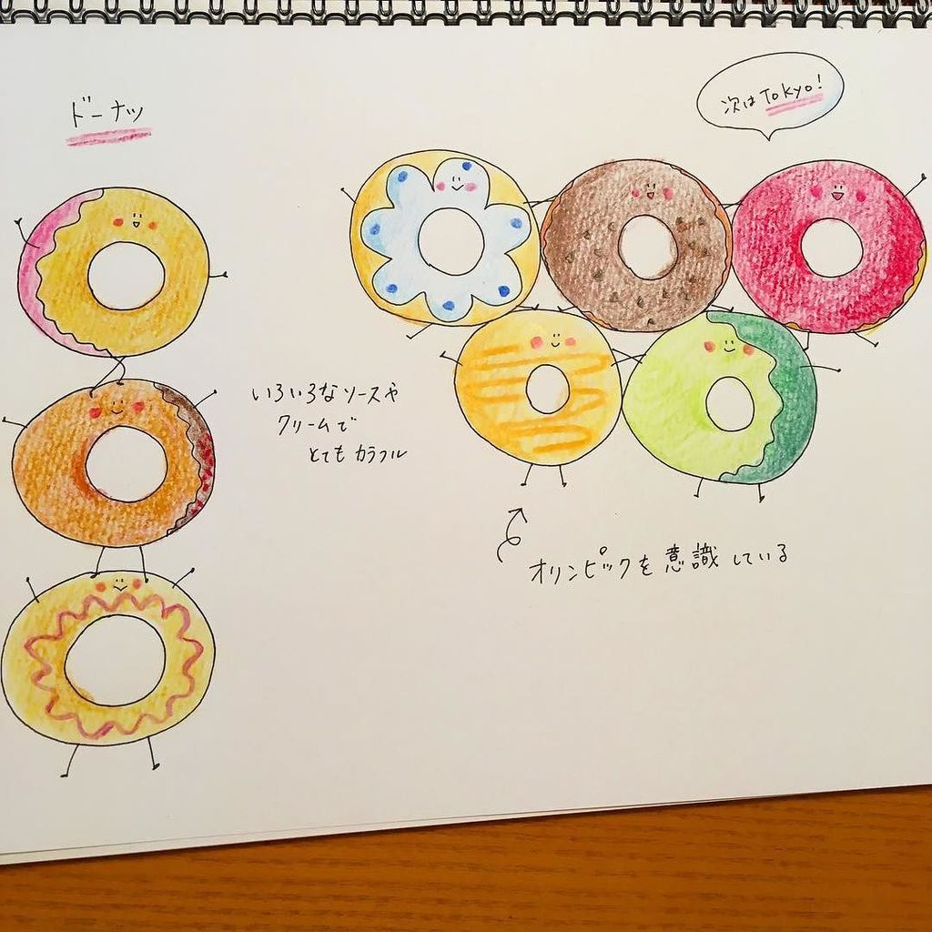 Yumi A Twitter パンたちの簡単な自己紹介 ドーナツ イラスト イラスト好きな人と繋がりたい 絵 お絵描き 色鉛筆 ドーナツ オリンピック カラフル パン好きな人と繋がりたい T Co 7lcsbqzrhx