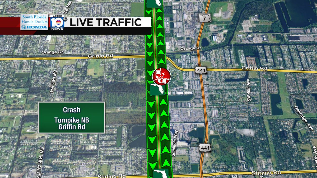 Crash on Turnpike NB at Griffin Rd #traffic https://t.co/VcCjzNwGdn
