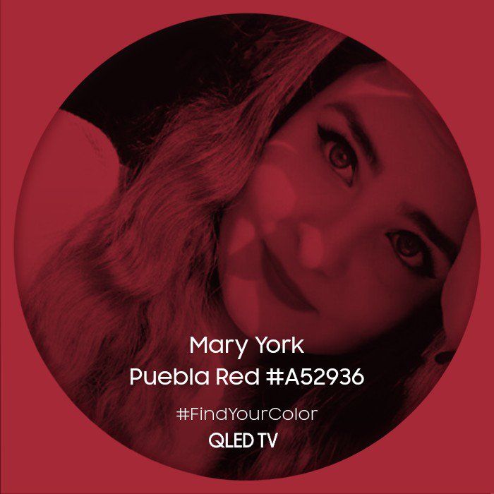 MaryYork's tweet photo. My color is "Puebla Red" 💪 What hue are you? #FindYourColor #SamsungQLEDTV https://t.co/dzaXGQLPht