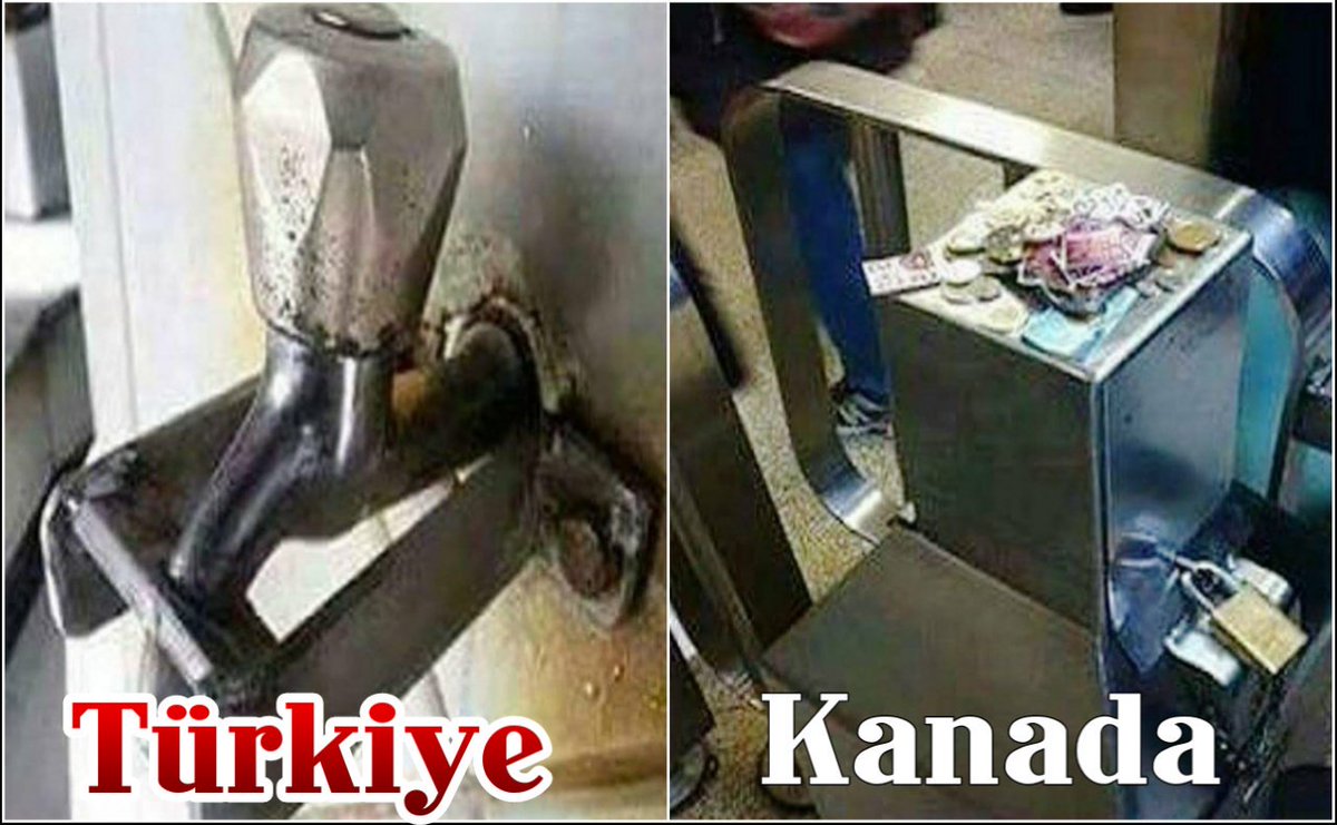 Soldaki resim çalınmasın diye muhafaza altına alınan cami musluğu
Sağdaki resim turnikesi bozulan metro girişi. 
Ne utanç verici😟😟