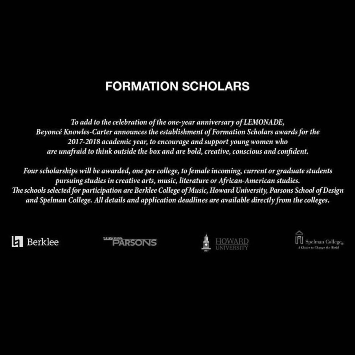 deray's tweet image. Beyonce has just announced #FormationScholars.