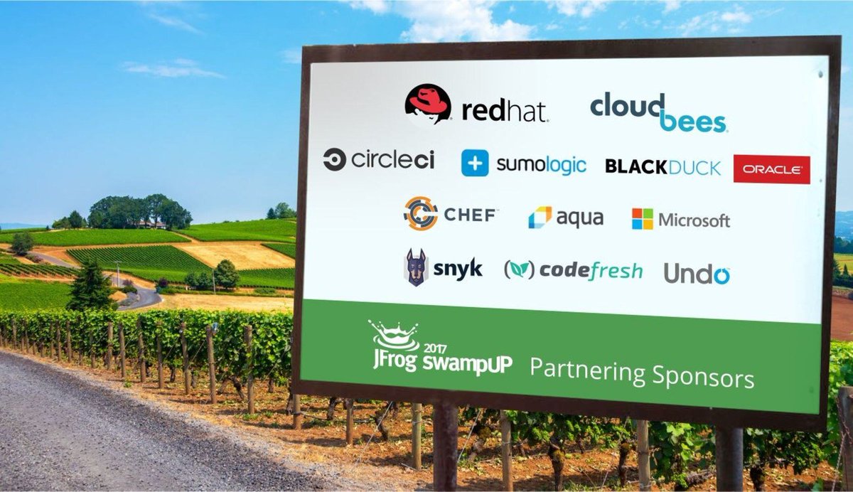 jfrog's tweet photo. Global #DevOps industry leaders to gather at #swampUP 2017 to discuss future of software delivery #ContinuousUpdate https://t.co/l6iZ4cyy6b https://t.co/LpGLJuoUaj