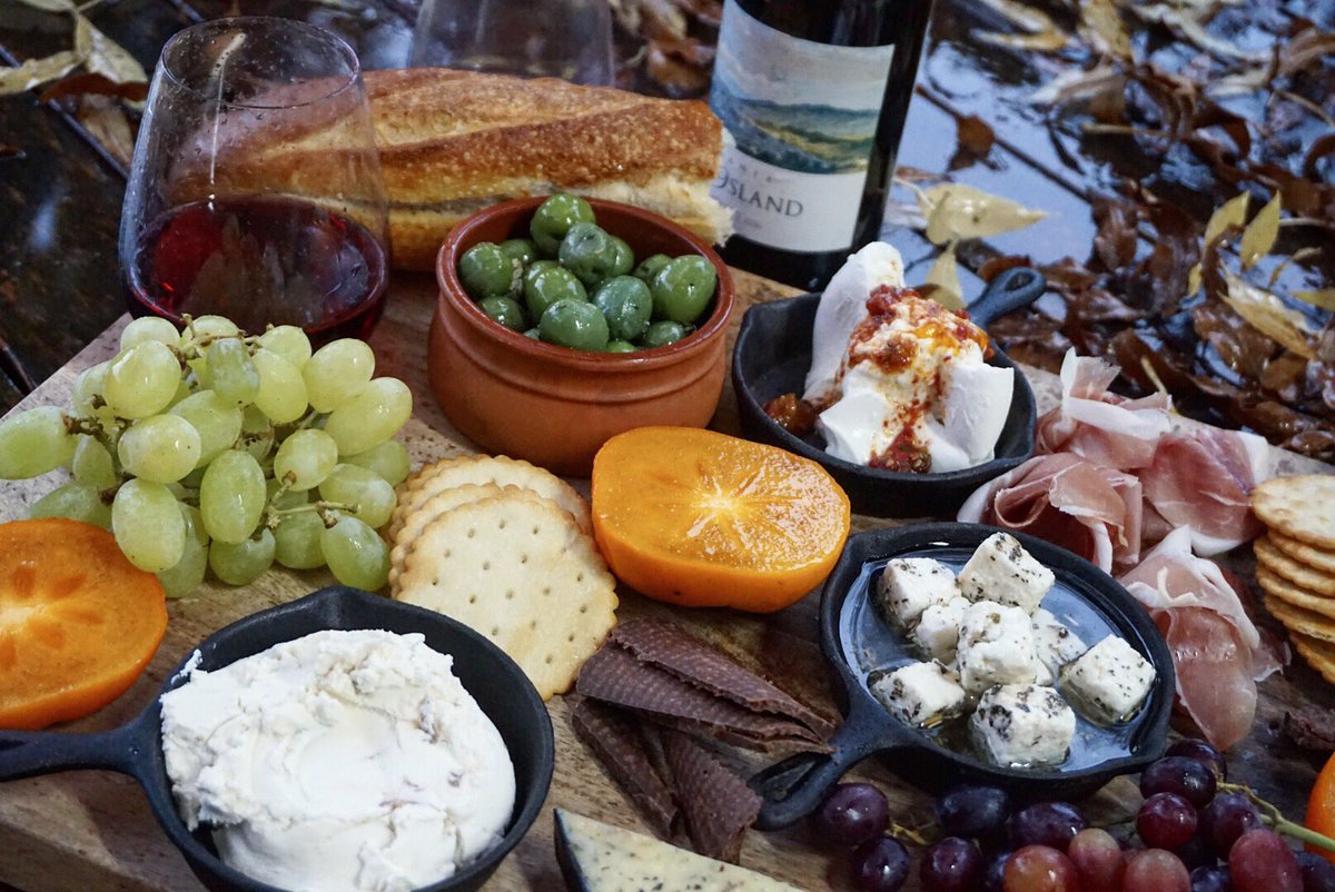 Fridge raid! Tasmanian goats cheese, Sth coast thyme and walnut cheese, mozzarella, prosciutto, fudge and a Tassie Pinot Noir. Dinner.