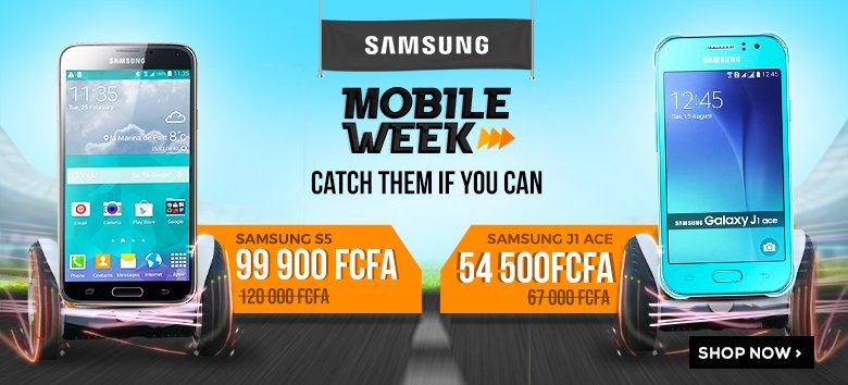 JumiaCameroun's tweet photo. Pendant la #MobileWeek2017 les prix deviennent vos amis @JumiaMarketCM Découvrez ici-- https://t.co/Gy2IUelDnL
#ShopOnJumia #JumiaMobileWeek https://t.co/IVeOrBObHl