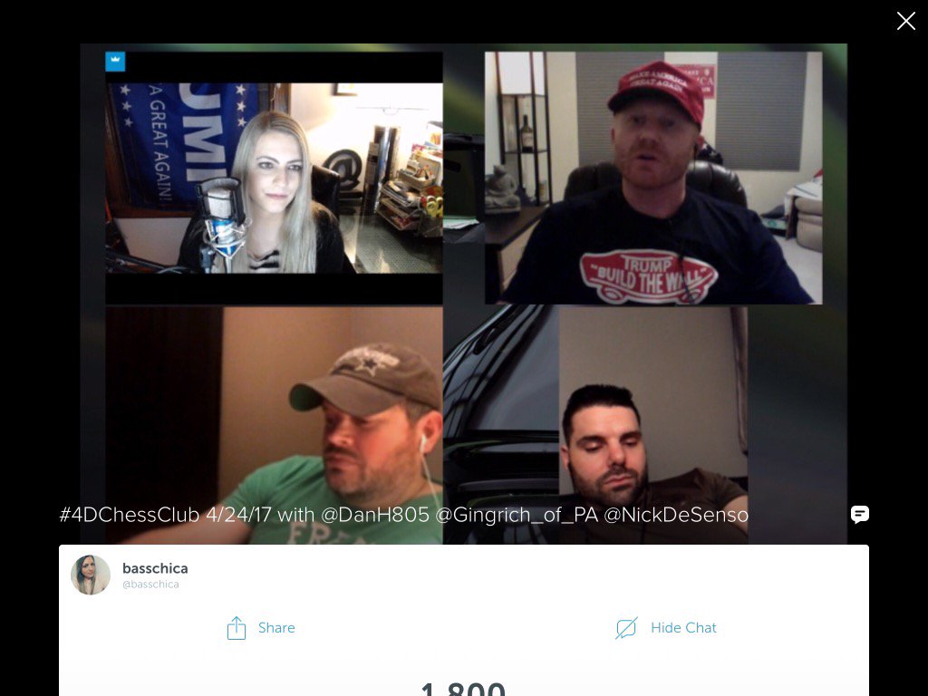 .@basschica on #Periscope: #4DChessClub 4/24/17 with @DanH805 @Gingrich_of_PA @NickDeSenso pscp.tv/w/a82juzIwMjc0…