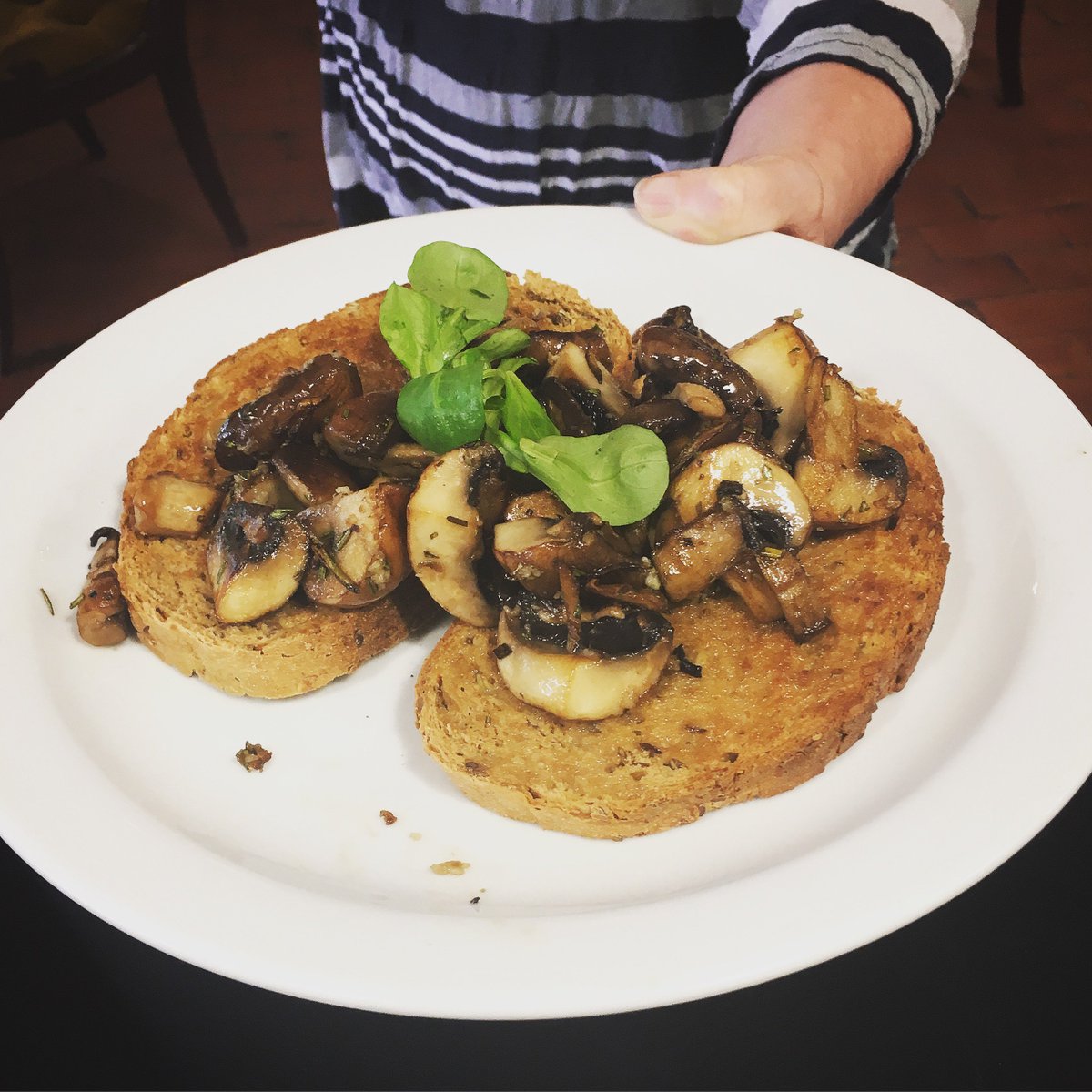 CafeAtTheStores's tweet photo. For breakfast or lunch, our rosemary and garlic chestnut mushrooms on toast are absolutely delicious 😋 #mushrooms #garlic #rosemary #yum https://t.co/B0dvXLhzYs