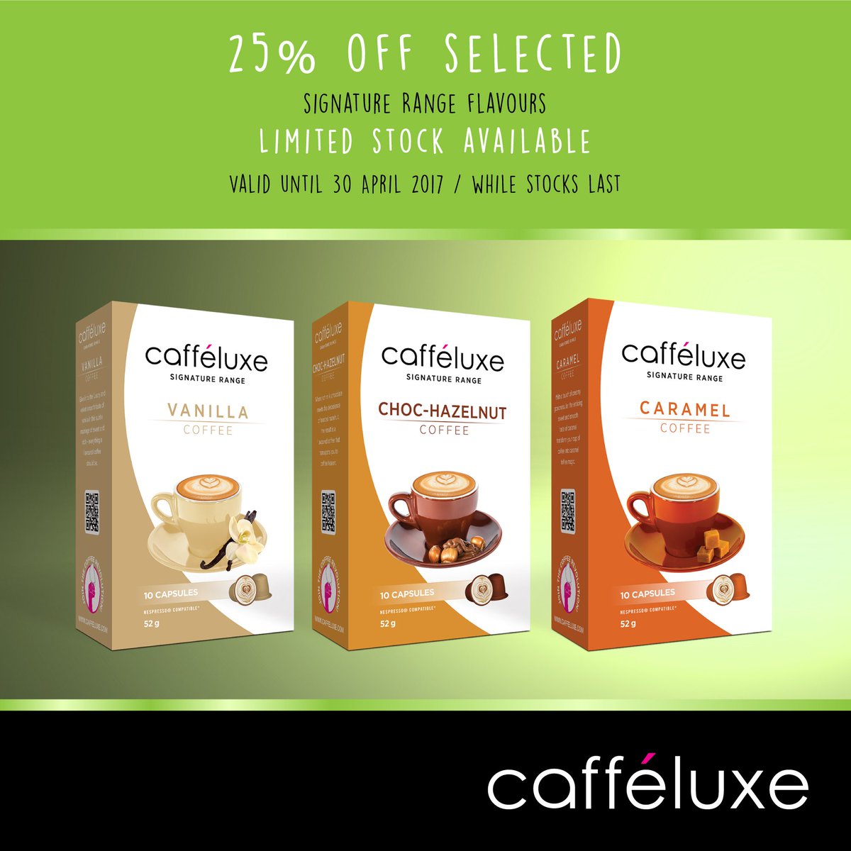 Don't miss out on this GREAT DEAL! Only available until 30.04.17. At caffeluxe.com &amp; our Paarden Eiland Showroom in Cape Town.