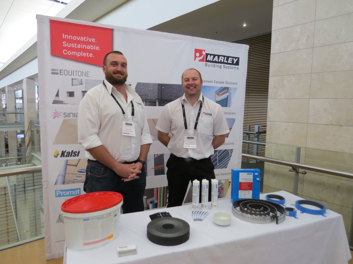 SiniatZA's tweet photo. #Promat Sales Engineer, Corne White (right), with Gerhard Swart, Key Accounts &amp; Specification Representative at #MarleyBuildingSystems. https://t.co/fFFTyJkuSR