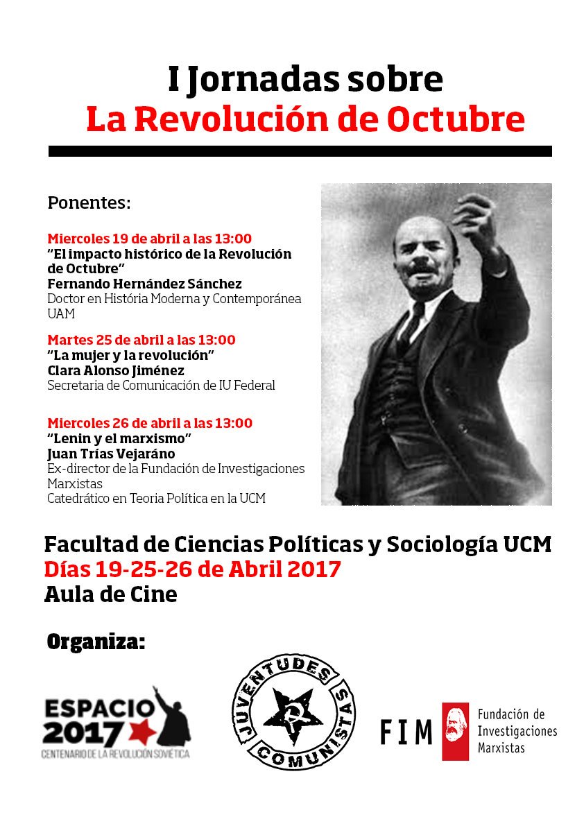 klaralonso's tweet photo. A partir de la 13.00, 'La mujer y la revolución'. En la Facultad de Políticas y Sociología de la UCM. No te lo pierdas ;) @ujcemadrid @elpcm https://t.co/qP7oHsObc5