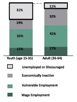 31% of African youth are unemployed Employment status in Africa, by age % of age group, 2015 #AgriPitch2017 #AYAForum2017 #EnableYouth
