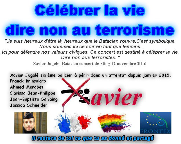 #hommage à #XavierJugelé Gardien de la Paix, tué lors de l'attaque #terroriste des #ChampsElysees #HommageNational #attentatchampselysees