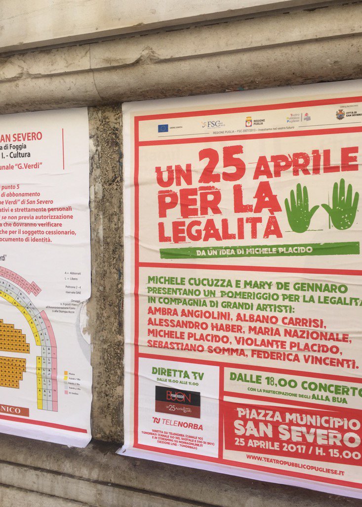 MicheleCucuzza2's tweet image. San Severo: 25 aprile per la legalità (in diretta a 'Buon pomeriggio')