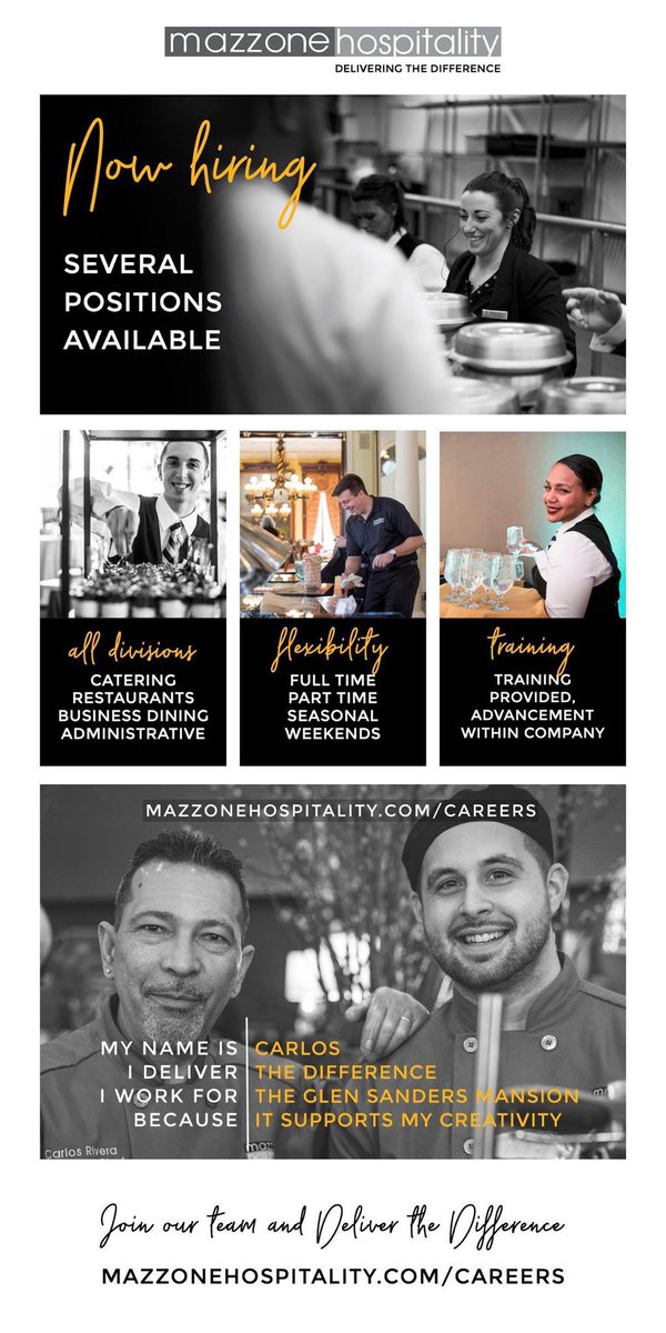 We're hiring! Visit Mazzonehospitality.com/careers to apply. Call our headquarters at 518-690-0293 for questions