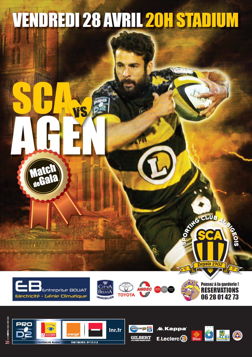 7idee's tweet image. Dernier match à domicile pour le @SCA_OFFICIEL en recevant @agen_rugby 
#Tarn #Albi #Rugby #SCA #ProD2
7ix.fr/lwjbp