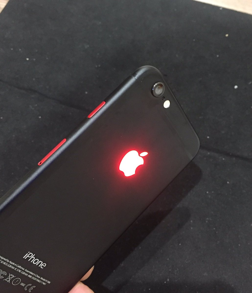 らーめん 一国堂 Iphone６ フルカスタム バックパネル マッドブラック ボタン各種 メタリックレッド 仕上げにappleのロゴを 赤 Ledで 完成 お問い合わせは 一国堂 042 730 1590