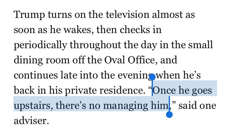 I'll believe that Trump is growing into the presidency when his staff stops talking about him like a toddler.  https://www.washingtonpost.com/politics/everyone-tunes-in-inside-trumps-obsession-with-cable-tv/2017/04/23/3c52bd6c-25e3-11e7-a1b3-faff0034e2de_story.html?utm_term=.011de0fdd8af