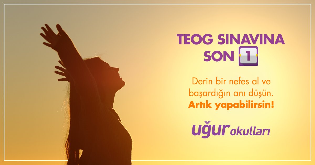📣#TEOG Sınavı için hazırsın! 👍Derin bir nefes al ve başardığın anı düşün. Artık yapabilirsin! ✌️#UğurluOlmak
