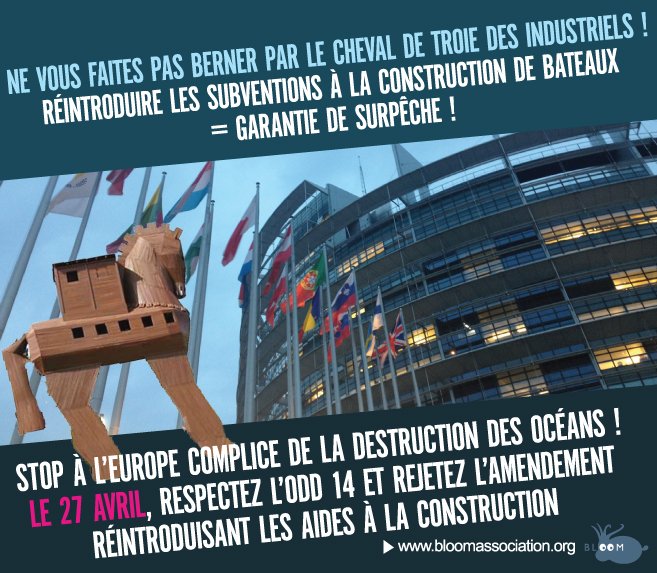 Bloom_FR's tweet photo. Urgence @yjadot serez-vs présent au Parlemt UE pr REJETER amendement réintroduisant subventions à la construct° de bateaux? Besoin AIDE https://t.co/AEJGCBPQyI