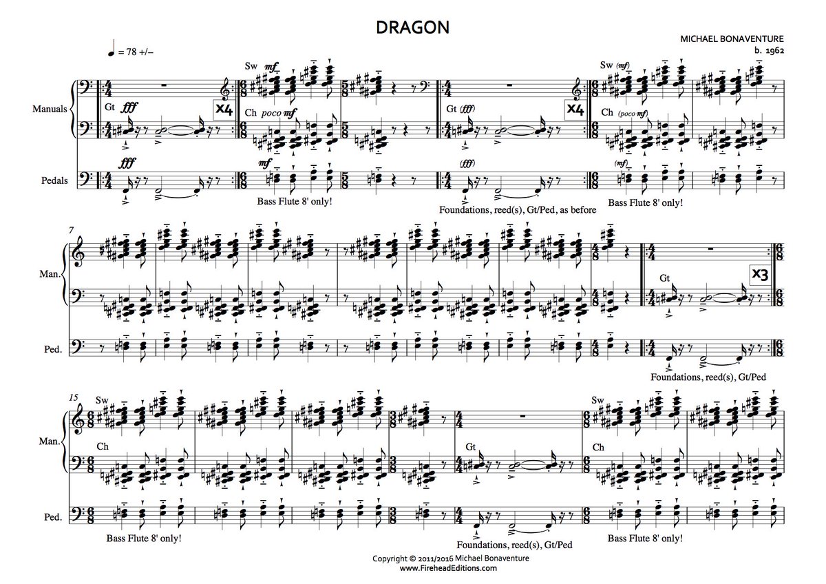 *New from Firehead!* "Dragon" for organ solo by <a href="/michael02337132/">Michael Bonaventure</a> - guaranteed to add fire to your recital programme! fireheadeditions.com/downloads/drag…